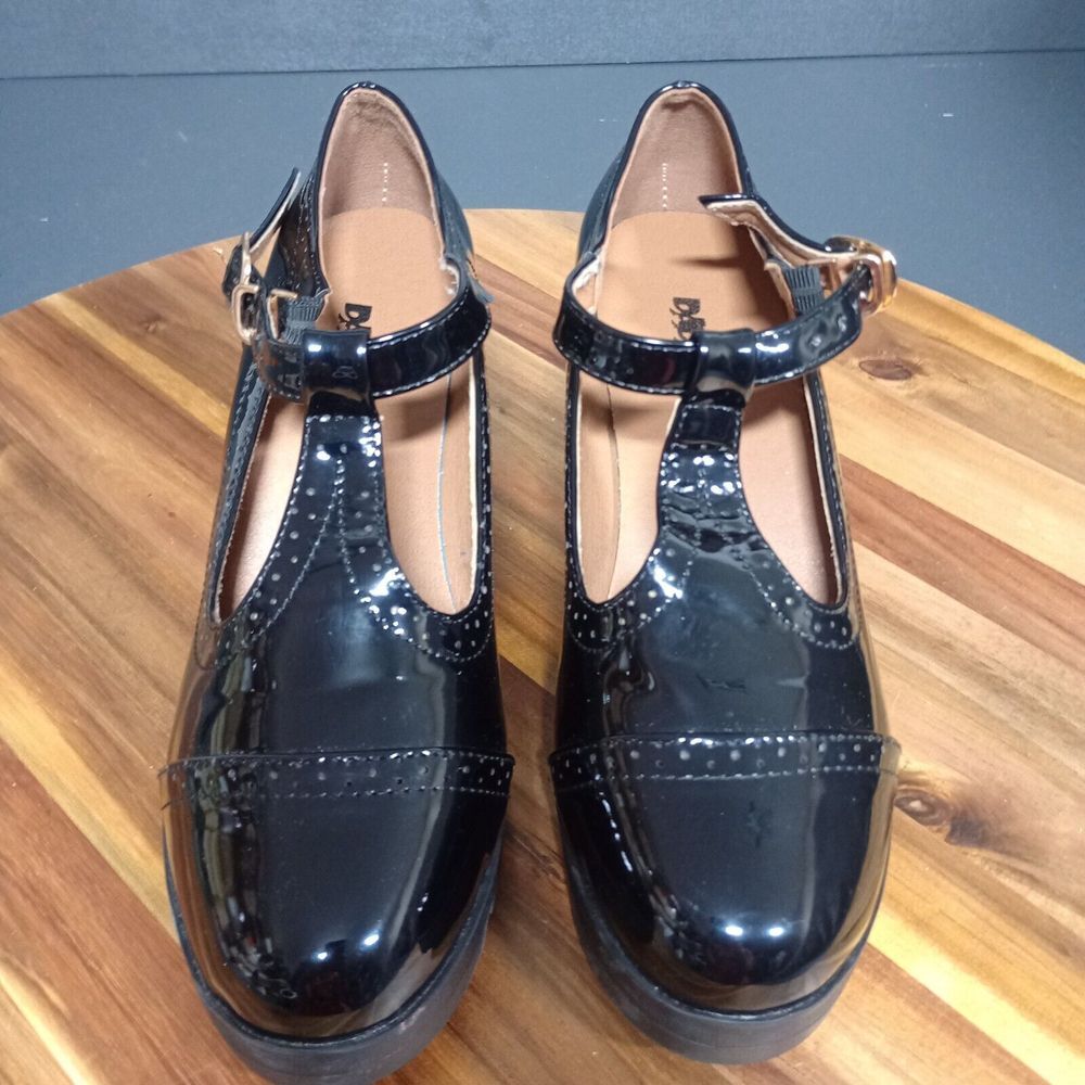 DADAWEN Womens Leather Classic T-Strap Platform Chunky Mary Jane Sz‎ 9.5 Goth - Picture 4 of 16